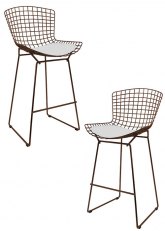 Set Taburete Bertoia Pintado x2 Tono Oro Viejo Texturado