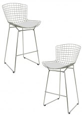 Set Taburete Bertoia Pintado x2 Tono Plata Viejo Texturado
