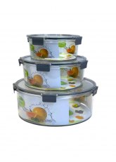 Set de 3 Recipientes herméticos de Vidrio redondos