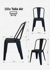 Silla Tolix Air  x4 (Plástico Reforzado) Negro