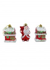 Set de Adorno Navideño Papá Noel con Casitas