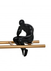 Escultura Escalera en Equilibrio Dorado y Negro