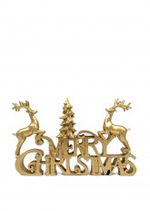 Cartel Merry Christmas con venados dorado 7 Dorado