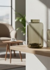 Jarrón Gris Ahumado con Cuello Ancho