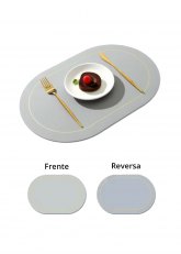 Individual ovalado doble Gris-Azul