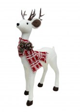 Reno Blanco con Bufanda Tartán 70 cm