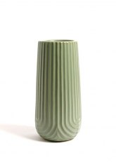 Florero rayas ceramica verde claro Verde