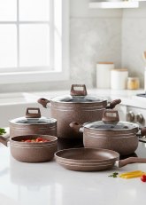 Set de bateria cocina 9 Piezas Marrón