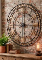 Reloj de pared estilo industrial dorado