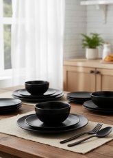 Set de Vajilla de 16  piezas negro mate