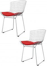 Bertoia Cromada x2 Tapizado Rojo