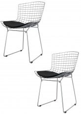 Bertoia Cromada x2 Tapizado Negro