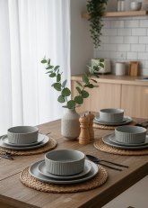 Set de Vajilla de 12 piezas gris mate