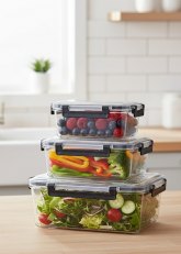 Set de 3 Recipientes herméticos de Vidrio cuadrado