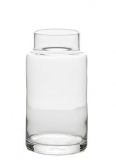 Jarrón de vidrio transparente cilíndrico 23 cm