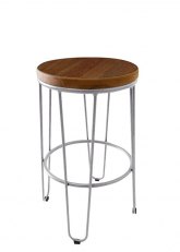 Taburete Medio Lorex Circular Tono Gris Plata Perlado