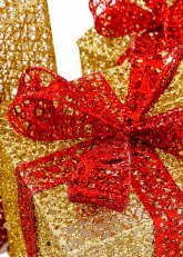 Caja de Regalo Dorada con moño rojo Led