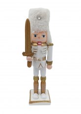 Cascanueces Blanco y Dorado 18,5 cm