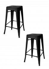 Set Taburete Alto Tolix M x2 Tono Negro Mate
