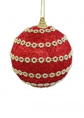 Set de 3 Esferas Navideña Roja y Dorada