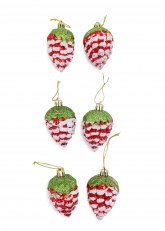 Set de 6 Adornos de Piñas Rojas