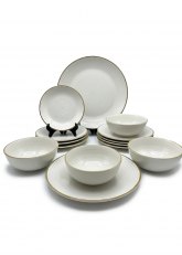 Set de Vajilla de 12 piezas blanco con borde dorad