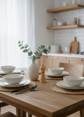 Set de Vajilla de 12 piezas blanco con borde dorad