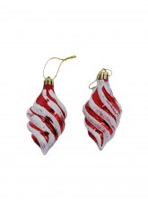 Adorno Navideño Gota Roja con Espiral Blanco