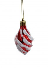 Adorno Navideño Gota Roja con Espiral Blanco