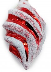 Adorno Navideño Gota Roja con Espiral Blanco