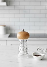 Molinillo de Acrílico Con Tapa De Madera 13,6 cm