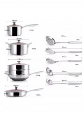 Set de bateria cocina 15 Piezas Acero Inoxidable