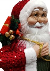 Papá Noel Norte con Lentejuelas y Farol 60 cm