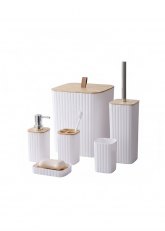 Set Accesorios Baño Bamboo Hollow Blanco