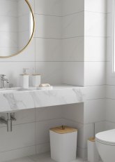 Set Accesorios Baño Bamboo Hollow Blanco