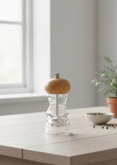 Molinillo de Acrílico Con Tapa De Madera 18,6 cm